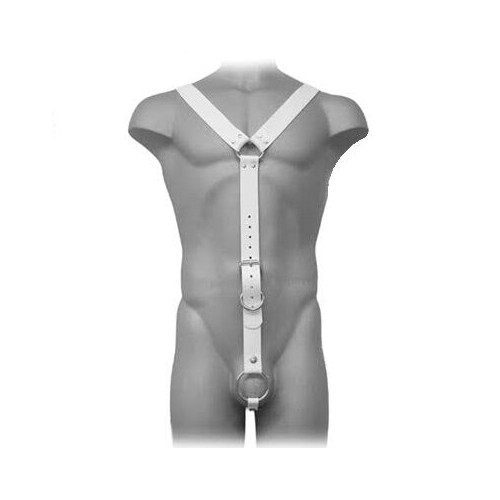 LEATHER BODY - HARNESS MEN WHITE